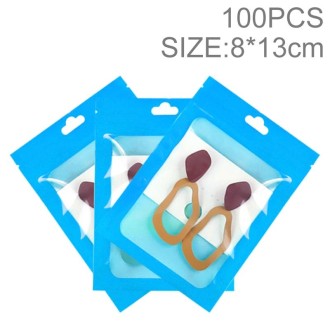 100pcs 8×13cm HD Transparent Window Phone Case Decoration Sealed Bag (Sky Blue)