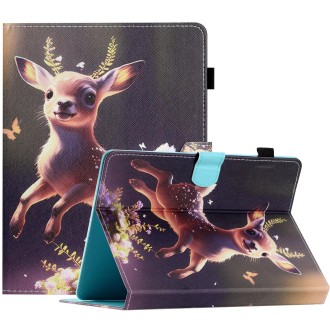 For 10 inch Coloured Drawing Stitching Leather Tablet Case(Deer)