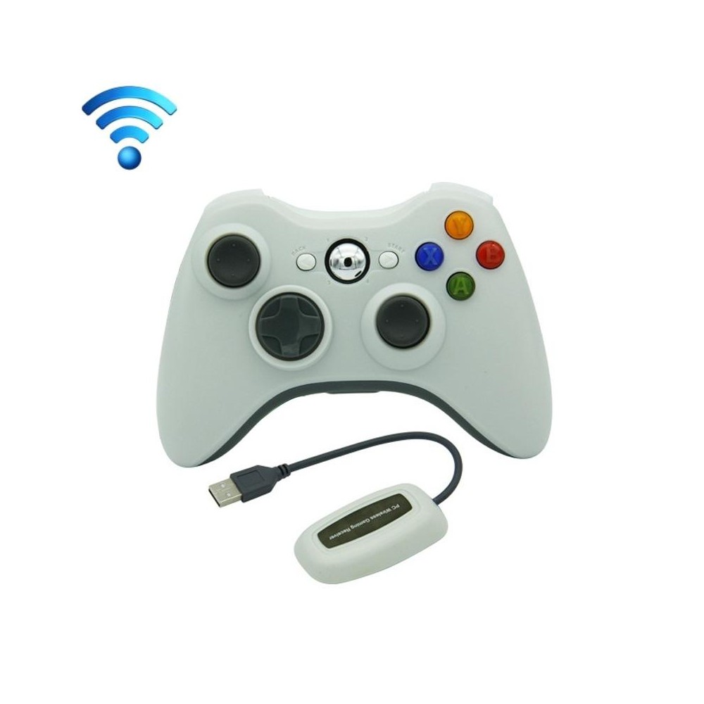 For Microsoft Xbox 360 / PC XB13 Dual Vibration Wireless 2.4G Gamepad With Receiver(White)