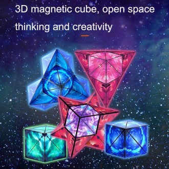 3D Variety Geometry Alien Magic Cube Magnetic Logic Thinking Children Educational Toys(Flame Red)