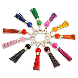 LS02 Cowhide Tassel Keychain Car Hanging Bag Pendant (Black)