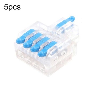 5pcs D1-4T Push Type Mini Wire Connection Splitter Quick Connect Terminal Block(Blue)