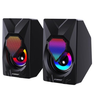 FOREV FV-209 One Pair Digital Mini Speakers Multimedia Colorful Lights Subwoofer Small Speaker