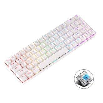 Ajazz K685T 68 Keys Wireless/Bluetooth/Wired 3-Mode Hot Swap Customized RGB Mechanical Keyboard Green Shaft (White)