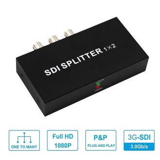 1 In 2 Out SD-SDI / HD-SDI / 3G-SDI Distribution Amplifier Video SDI Splitter(EU Plug)