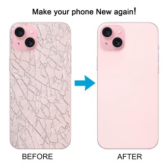 For iPhone 15 Plus Glass Battery Back Cover with Camera Lens Cover(Pink)