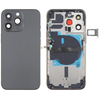 For iPhone 13 Pro Battery Back Cover with Side Keys & Card Tray & Power + Volume Flex Cable & Wireless Charging Module(Black)