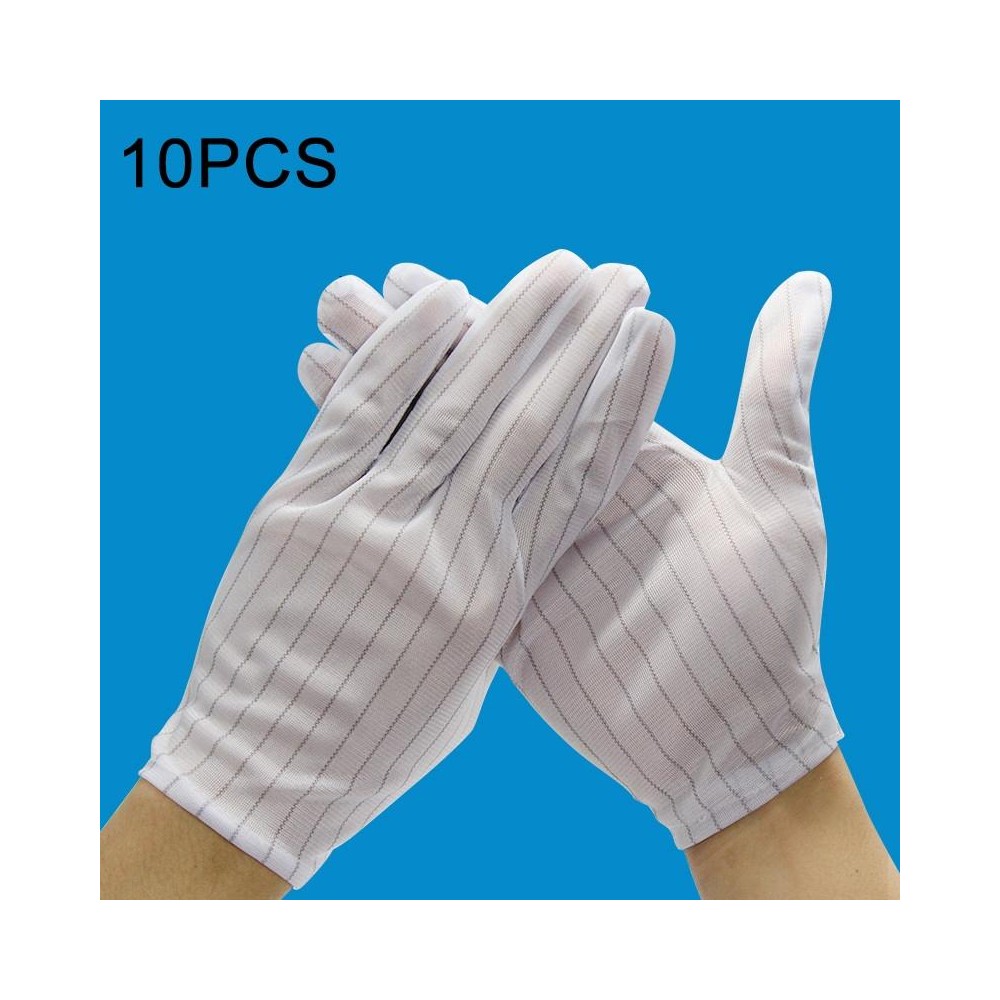 10 Pairs Anti-static Stripe Plastic Gloves, Size：Free Size