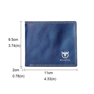 BULL CAPTAIN 032 Vintage Leather Wallets Coins Card Holder Wallet(Haze Blue)