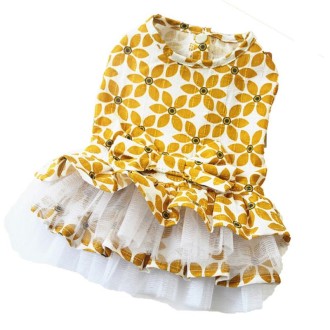 Pet Clothes Spring and Summer Cotton Small Dog Princess Pet Skirt, Size:L(Yellow Maple Leaf)