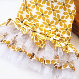 Pet Clothes Spring and Summer Cotton Small Dog Princess Pet Skirt, Size:L(Yellow Maple Leaf)