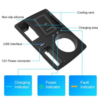 HFC-1054 Car Qi Standard Wireless Charger 15W / 10W Quick Charging for Audi Q3 2019-2022, Left Driving