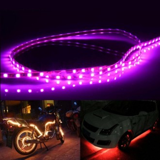 5 PCS 45 LED 3528 SMD Waterproof Flexible Car Strip Light for Car Decoration, DC 12V, Length: 90cm(Pink Light)