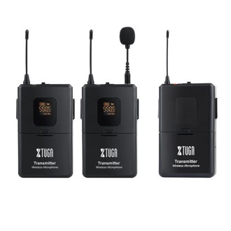 XTUGA CM4 UHF Dual Wireless Lavalier Microphone Lapel Mic System