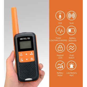 1 Pair RETEVIS RT649 PMR446 16CHS License-free Two Way Radio Handheld Walkie Talkie, EU Plug