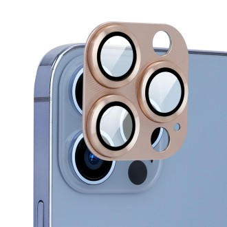 For iPhone 13 Pro / 13 Pro Max ENKAY Aluminium Alloy + Tempered Glass Camera Lens Cover (Rose Gold)