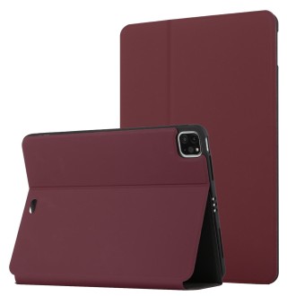 For iPad Pro 11 2020 & 2018 Dual-Folding Horizontal Flip Tablet Leather Tablet Case with Holder & Sleep / Wake-up Function(Wine 