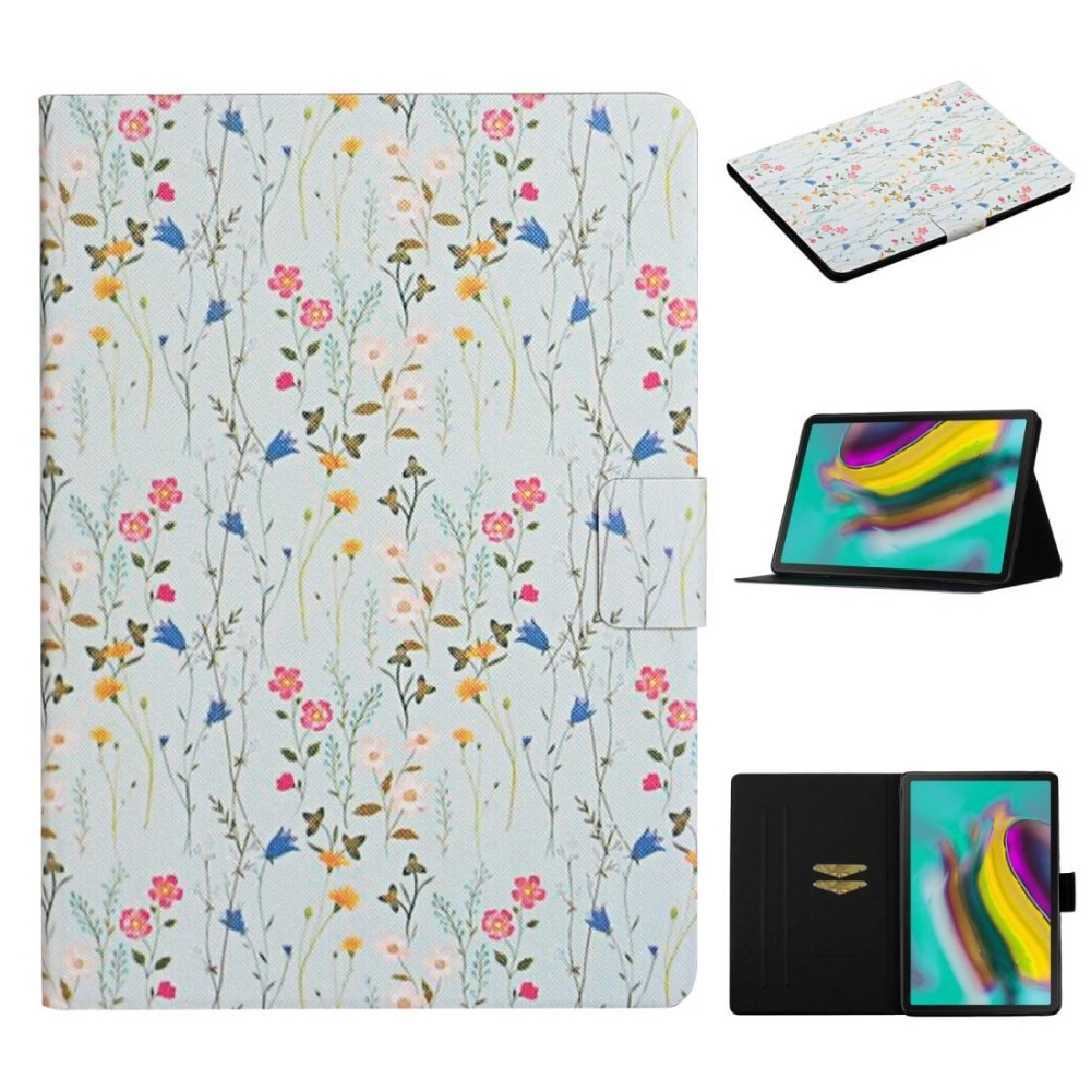 For Samsung Galaxy Tab S5e T720 Flower Pattern Horizontal Flip Leather Case with Card Slots & Holder(Small Floral)