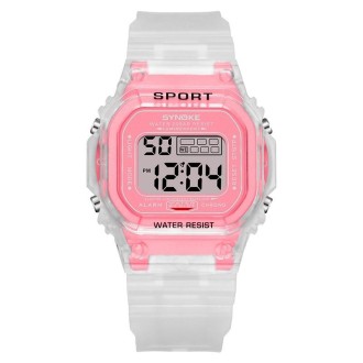 SYNOKE 9620 Couple Sports Plastic Strap Electronic Watch(Transparent Pink)