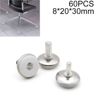 60 PCS M8 20mm Adjustable Support Nylon Chassis Metal Screw Furniture Mat (30mm)