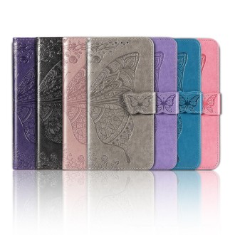 For Arrows NX9 F-52A Butterfly Love Flower Embossed Horizontal Flip Leather Case with Bracket / Card Slot / Wallet / Lanyard(Bla