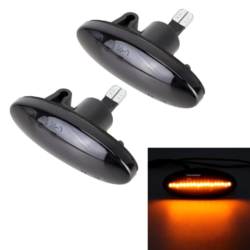 2 PCS DC12V / 3W Car LED Dynamic Blinker Side Lights Flowing Water Turn Signal Light for Nissan, Amber Light (Black)