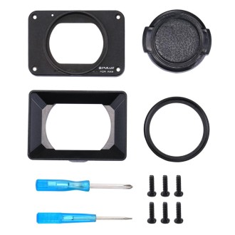 PULUZ Aluminum Alloy Front Panel + 37mm UV Filter Lens + Lens Sunshade for Sony RX0 / RX0 II, with Screws and Screwdrivers(Black