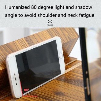 12 inch Original Wood Grain 3D Mobile Phone Screen Amplifier HD Video Desktop Folding Stand(HD Version (Gray))