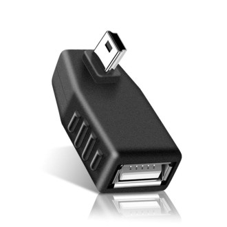 Mini USB Male to USB 2.0 AF Adapter with 90 Degree Right Angled, Support OTG Function(Black)