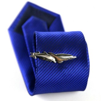 Men Signature Metal Tie Clip Clothing Accessories(Two Dolphins)