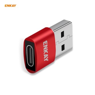 ENKAY ENK-AT105 USB Male to USB-C / Type-C Female Aluminium Alloy Adapter Converter, Support Quick Charging & Data Transmission(