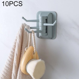 10 PCS Strong Viscose Bathroom Wall Shelf Without Perforation Traceless Rotating Hook, Random Color Delivery