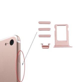 Card Tray + Volume Control Key + Power Button + Mute Switch Vibrator Key for iPhone 7(Rose Gold)