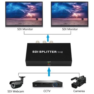 1 In 2 Out SD-SDI / HD-SDI / 3G-SDI Distribution Amplifier Video SDI Splitter(US Plug)