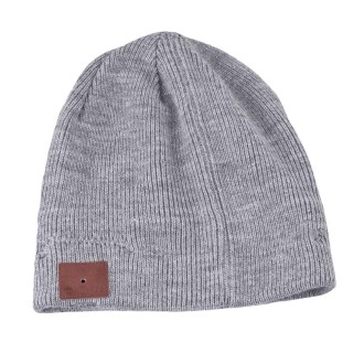 Bluetooth Warm Knit Hat, Supports Phone Answering & Bluetooth Photo Taking & Music Playing (Light Grey)