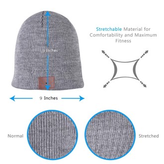 Bluetooth Warm Knit Hat, Supports Phone Answering & Bluetooth Photo Taking & Music Playing (Light Grey)