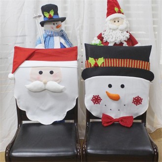 Santa Claus Pattern Dinner Table Chair Cover Christmas Decoration