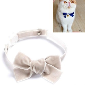 Velvet Bowknot Adjustable Pet Collar Cat Dog Rabbit Bow Tie Accessories, Size:S 17-30cm, Style:Bowknot(Gray)