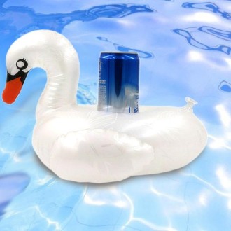 Patterned White Swan Shape Thickened Environmentally Friendly PVC Inflatable Coasters Floating Water Drink Cup Holder, Size:30 x