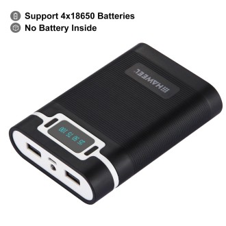 HAWEEL DIY 4 x 18650 Battery (Not Included) 10000mAh Power Bank Shell Box with 2 x USB Output & Display for iPhone, Galaxy, Sony