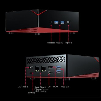 MN45 Barebone Mini PC, AMD Ryzen 5 4500U CPU, No RAM+Hard Disk, Support 3 Screens Output(Black)