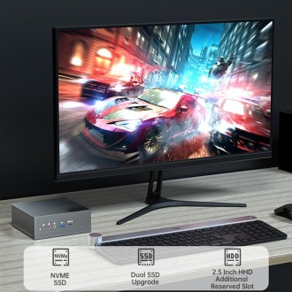 MN37 Barebone Mini PC, AMD Ryzen 7 3750H CPU, No RAM+Hard Disk, Support 3 Screens Output(Silver Grey)