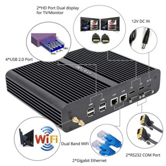 HYSTOU P05B-I3-5005U-2C Fanless Mini PC Intel Core i3 5005u Processor Quad Core up to 2.0GHz, RAM: 16G, ROM: 256G, Support Win 7