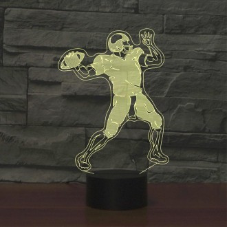 Rugby Quarterback Shape 3D Colorful LED Vision Light Table Lamp, USB & Battery Version