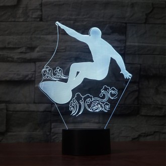 Surf Riding Shape 3D Colorful LED Vision Light Table Lamp, Charging Touch Version