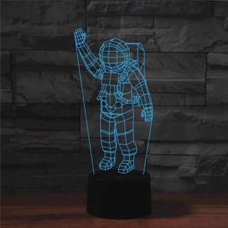 Astronaut Shape 3D Colorful LED Vision Light Table Lamp, Crack Remote Control Version