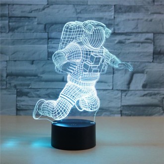 Astronaut Shape 3D Colorful LED Vision Light Table Lamp, 16 Colors Remote Control Version