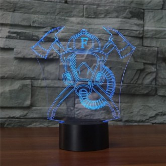 Fire Mask Shape 3D Colorful LED Vision Light Table Lamp, 16 Colors Remote Control Version