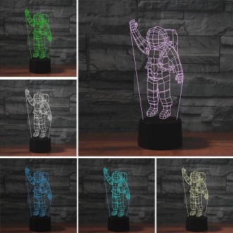 Astronaut Shape 3D Colorful LED Vision Light Table Lamp, 16 Colors Remote Control Version