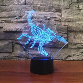 Scorpion Shape 3D Colorful LED Vision Light Table Lamp, USB & Battery Version